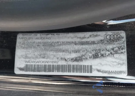 2016 Audi A7 3.0T Premium Plus from USA, damaged, VIN WAUWGAFCXGN018982